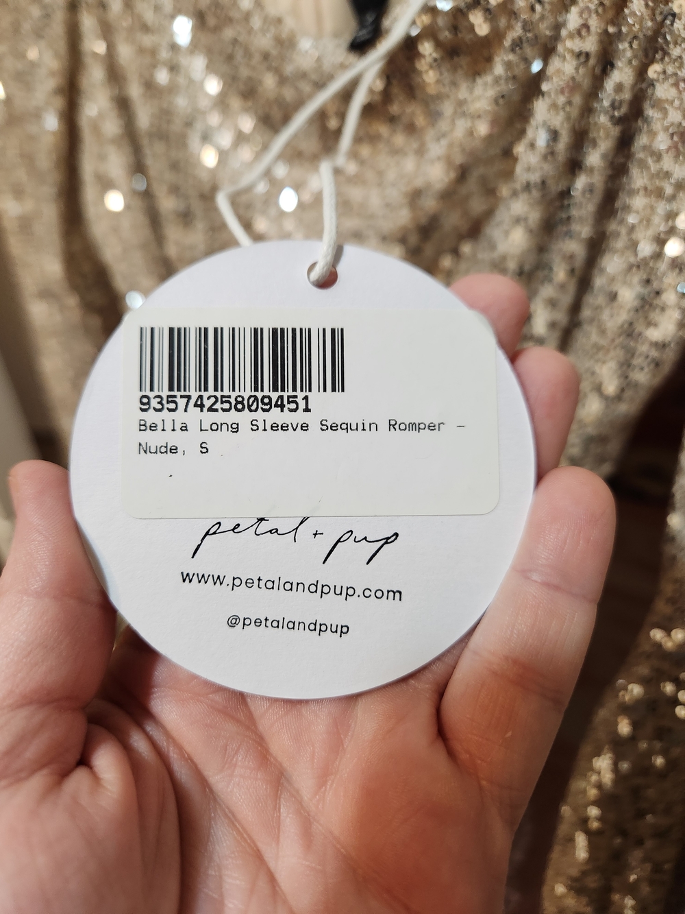 Petal & Pup - Nude - Bella long sleeve sequin romper - Picture 6 of 6